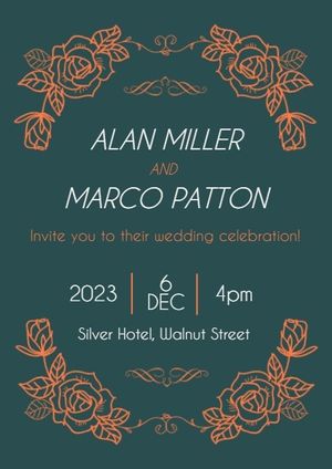 parties, party, event, Green Vintage Wedding Invite Invitation Template