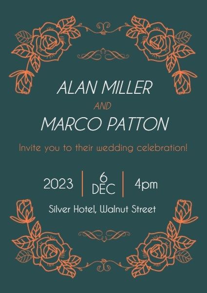 parties, party, event, Green Vintage Wedding Invite Invitation Template
