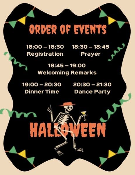 party, spooky, holiday, Black Scary Halloween Night Program Template