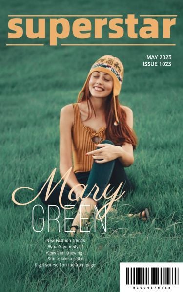 magazine cover, girl, fhasion, Green Natura Book Cover Template