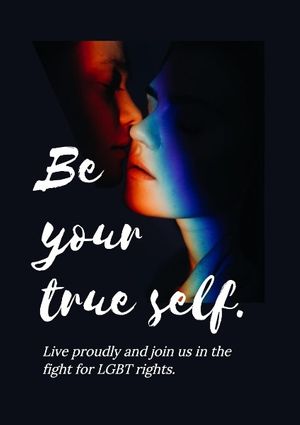 be your self, love, lgbt, Black Cool True Self Quote Poster Template