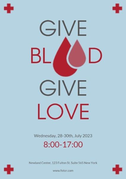 蓝色献血活动 英文海报