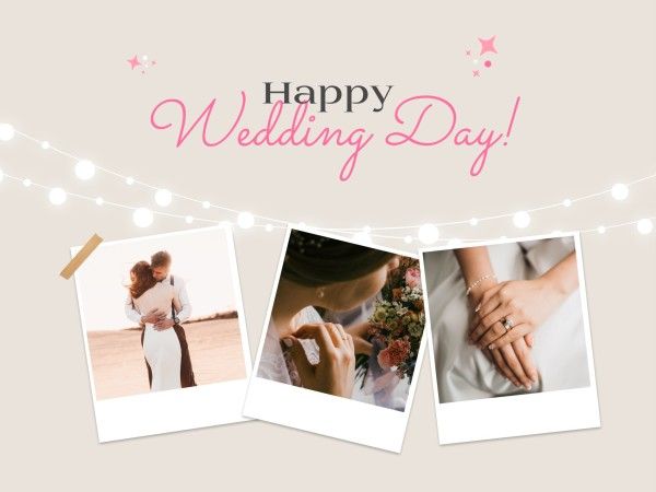 marriage, married, engagement, Cream Minimalist Photo Collage Wedding Greeting Card Template