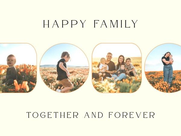 love, clean, happy, Yellow Modern Family Photo Collage 4:3 Template