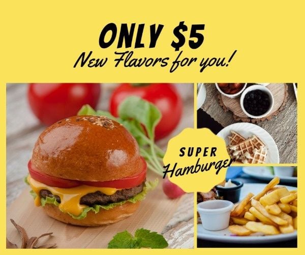 Yellow And Supper Hamburger Promotion Facebook Post Facebook Post