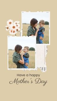 mothers day, mother day, greeting, Beige Film Frame Happy Mother's Day Photo Collage Instagram Story Template