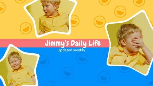 smile, expression, face, Yellow And Blue Kid's Daily Life Channel Youtube Channel Art Template