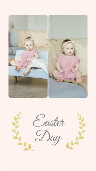 love, greeting, celebration, Soft Pink Happy Easter Collage Instagram Story Template