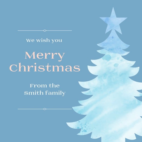 Blue Merry Christmas Tree Post Instagram Post