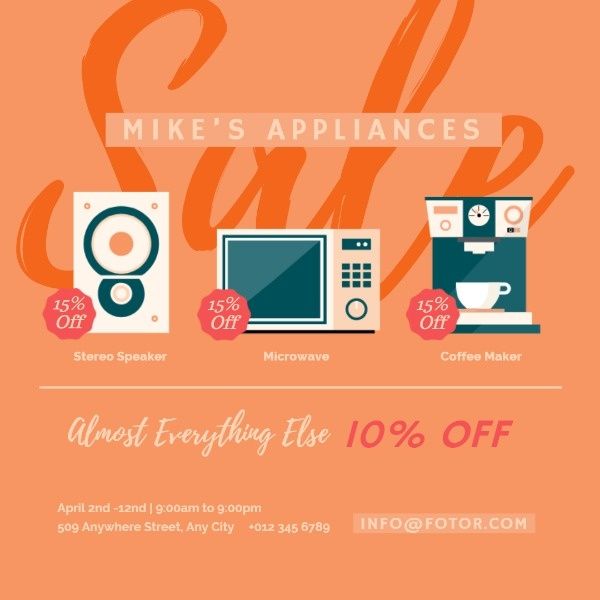 promotion, discount, electronic, Appliance Sale Instagram Post Template