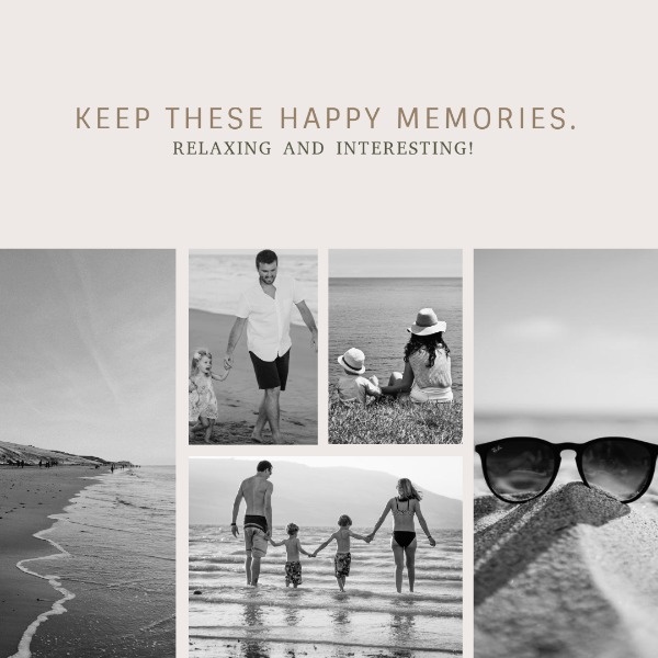 Black And White Summer Holiday Collage Instagram Post