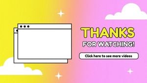 黄粉红可爱卡通社交媒体背景视频订阅 Youtube视频结束封面