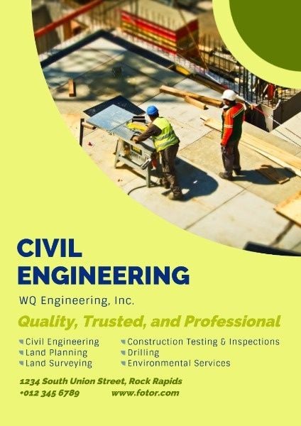 housing, building, consultation, Civil Engineering Company Poster Template