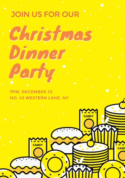  Yellow Christmas Dinner Party Flyer