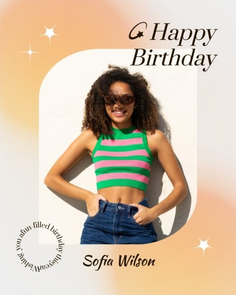 Orange Gradient Happy Birthday