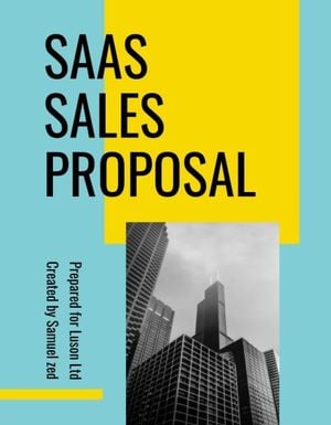 绿色和黄色简单的 Saas 销售建议 提案项目