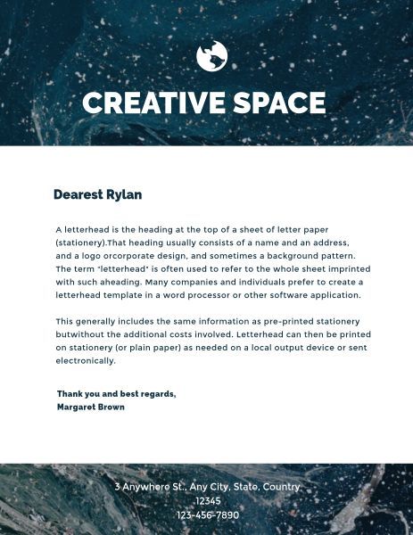 business, office, company, Creative Space Letterhead Template
