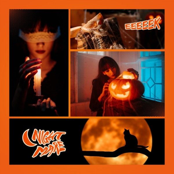 spooky, life, festival, Scary Black Halloween Collage Instagram Post Template