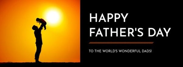 dad, wishing, silhouette, Black And Orange Simple Father's Day Greeting Facebook Cover Template