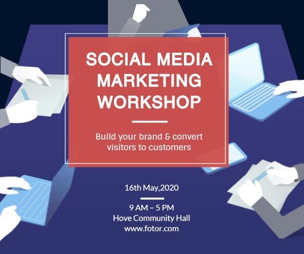 workshop, business, brand, Social Media Marketing Seminar Meeting  Facebook Post Template