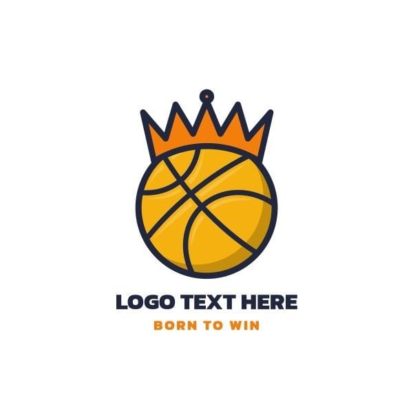 黄色简单卡通篮球运动 Logo