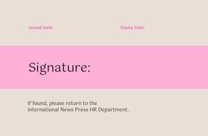 粉红色暖商务身份证 工作牌