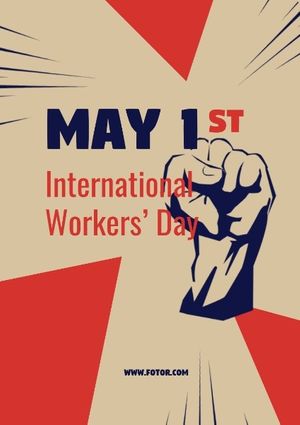 may, fighting, strength, International Workers Day Poster Template