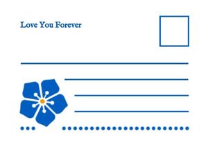 青い花の誕生日の挨拶 ポストカード