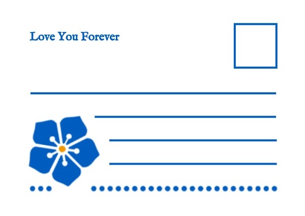 青い花の誕生日の挨拶 ポストカード