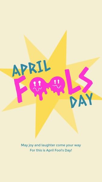 greeting, celebration, festival, Soft Yellow Creative Smiley April Fools' Day Instagram Story Template