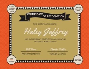 certificate of recognition, course certificate, couse, Cartoon Recognition Certificate Template