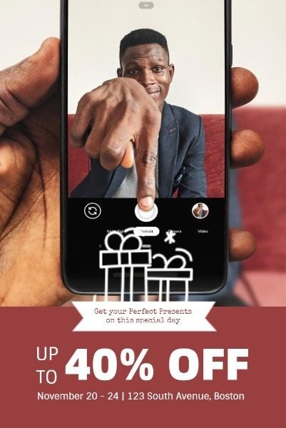 携帯電話プロモーション広告の茶色の背景 Pinterestポスト