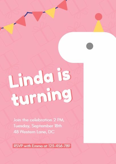 Pink Greeting Party Invitation