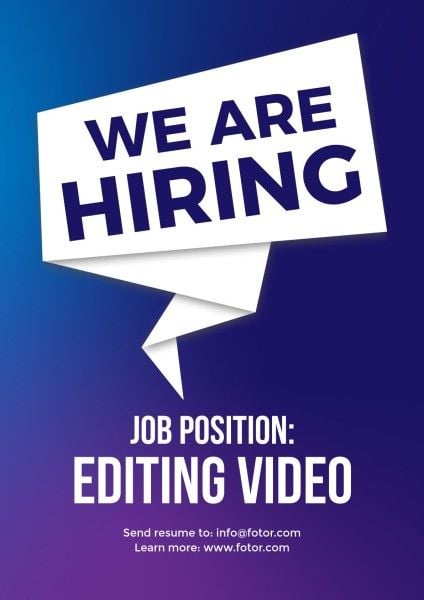 hire, employment, recruit, Blue Simple We Are Hiring Poster Template