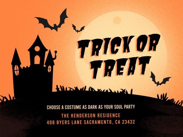 instagram, instagram post, social media, Orange Halloween Costume Party  Card Template