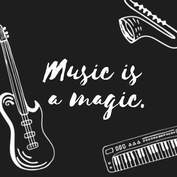 motto, quote, musical, Black And White Music Art Instagram Post Template