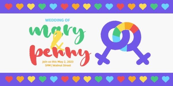 Purple Pride Wedding Invite Twitter Post