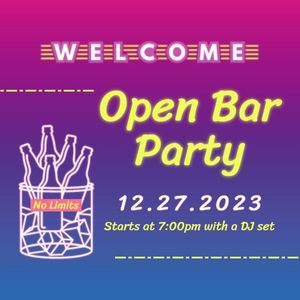 drink, pub, sale, Open Bar Party Neon Sign Instagram Post Template