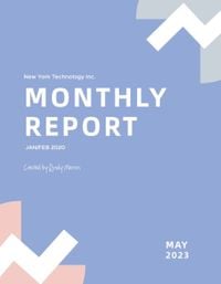 business, company, firm, Blue Simple Tech Corporate Monthly Report Template