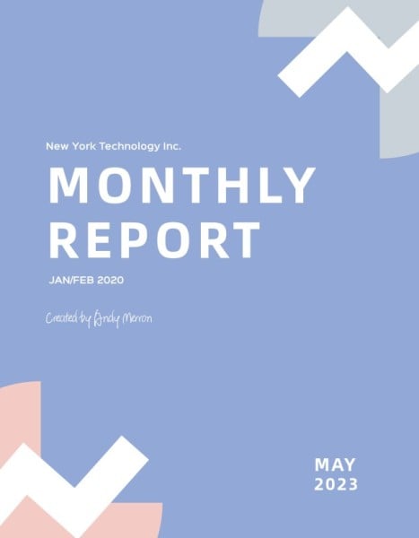 Blue Simple Tech Corporate Monthly Report Report