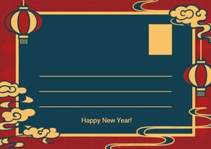 Red Chinese Fortune New Year Postcard