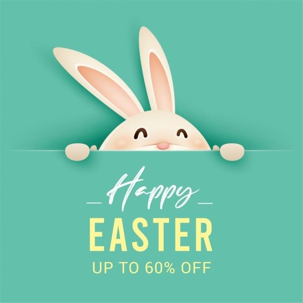easter day, discount, promo, Green Minimal Cute Bunny Easter Sale Instagram Post Template