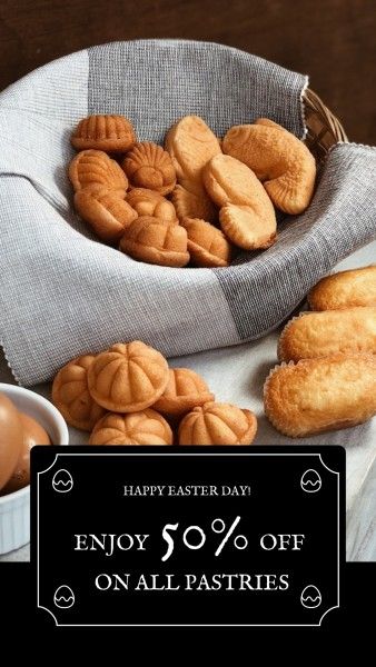 sale, gift certificate, store, Easter Pastries Discount Instagram Story Template