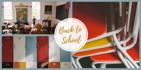 student, study, classroom, Back to School Collage Twitter Post Template