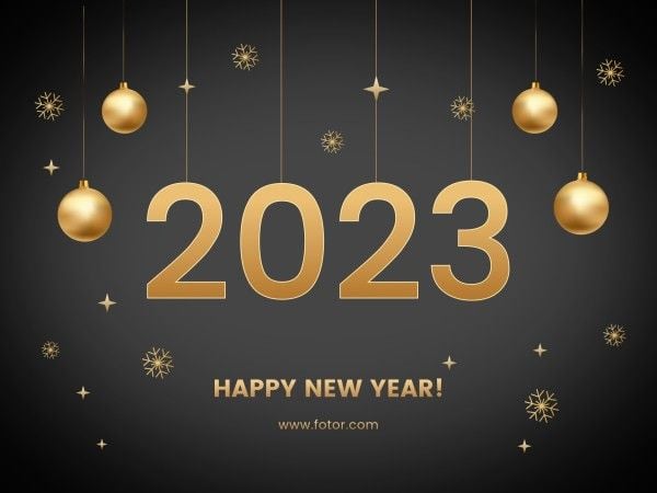 celebration, 2023, holiday, Golden Happy New Year Greeting Card Template