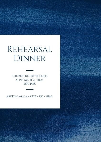 ceremony, engagement party, engagement, Blue Rehearsal Dinner Invitation Template