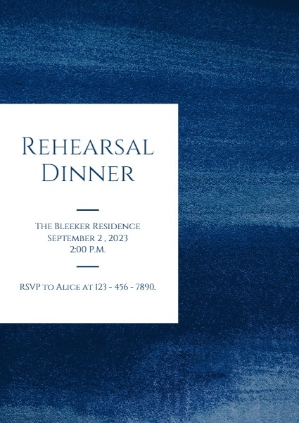 Blue Rehearsal Dinner Invitation