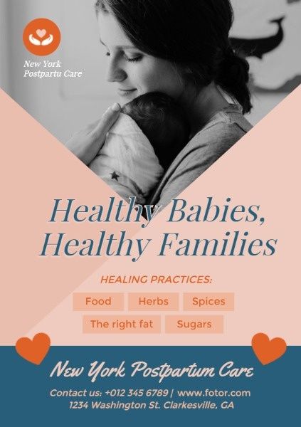 baby, mom, mother, Postpartum Care Flyer Template