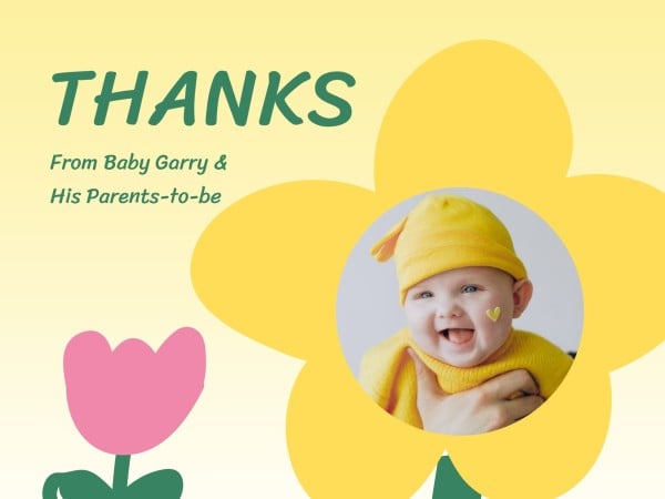 黄色婴儿淋浴谢谢 电子贺卡
