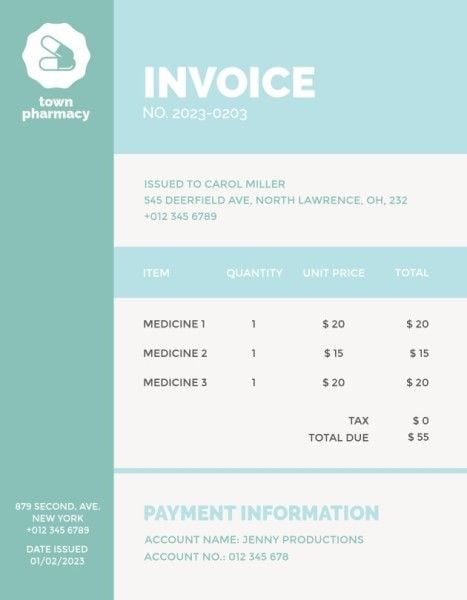 shop, retail, sale, Phamarcy Invoice Template